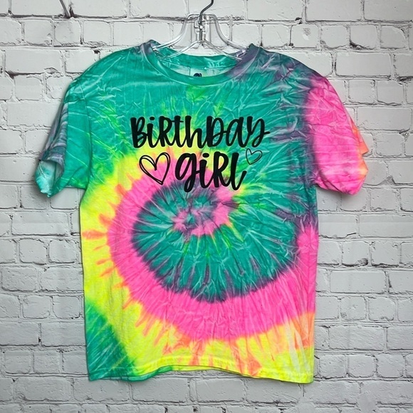 Birthday Girl Age 9 Tie Dye Tee - Picture 1 of 13